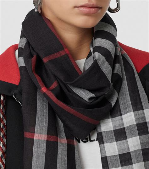 burberry lightweight check wool silk scarf|Burberry giant check print scarf.